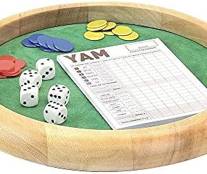 Jeujura bois-Yam-421 : Piste Bois avec 5 dés, 21 jetons et 1 Bloc de Yam-l'arbre à Jouer-Jeu de Société-Âge Minimum : 3 Ans, 66470, Vert